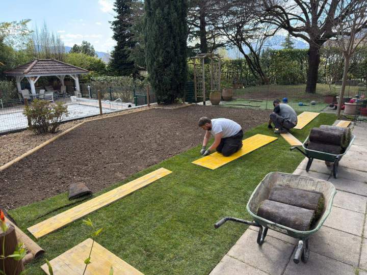 Pose gazon de placage